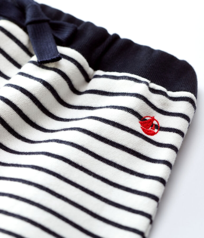 Baby-Hose aus Molton. weiss/blau